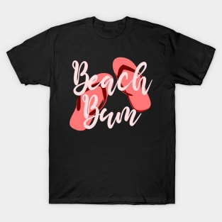 Beach Bum Coral Flip Flops Graphic Design T-Shirt